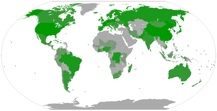 Número de membros de associações de Esperanto por país