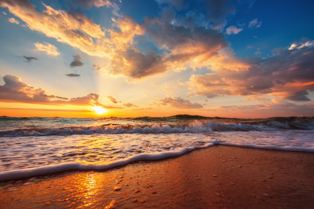 Beautiful cloudscape over the sea, sunrise shot