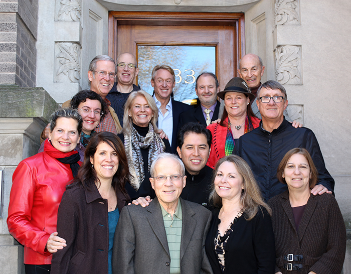 2012. Back row: Gard Jameson, Jay Peregrine, Mo Siegel, Georges Michelson-Dupont, Richard Keeler  Middle row: Olga López, Marta Elders, Víctor García-Bory, Share Beasley, Jay Bird  Front row: Line St-Pierre, Sandra Burga-Cisneros Pizarro, Ralph Zehr, Judy Van Cleave, Marilynn Kulieke