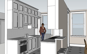 Architect's drawing of the proposed Kitchen