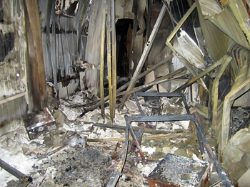 Aftermath of the fire in the Russian Urantia Book (Книга Урантии) warehouse