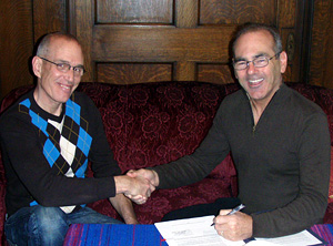 Jay Peregrine & Gaetan Charland signing the UF - UAI social trademark license