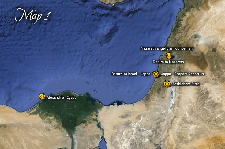 Nacimiento y ruta de la huida del niño Jesús