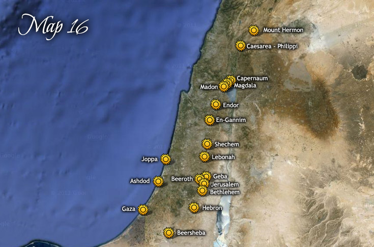 Travels of Jesus through Palestine to Mount Hermon