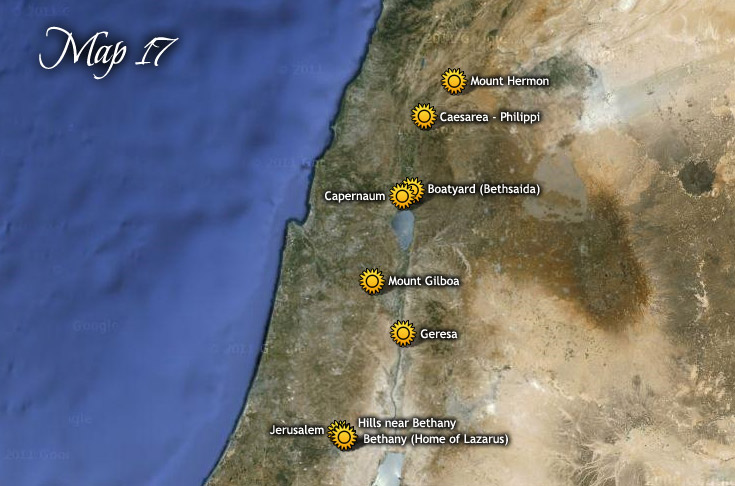 Viajes desde el Monte Hermón a Jerusalén y regreso a Galilea
