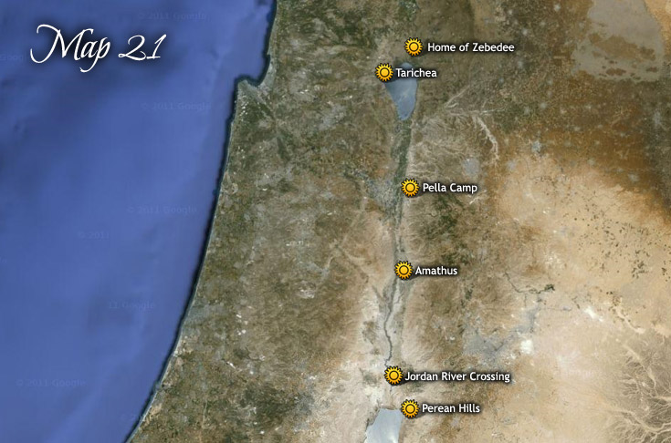 De Galilea a Pella, cruce del río Jordán y Jericó