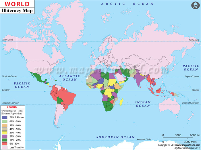 world illiteracy map