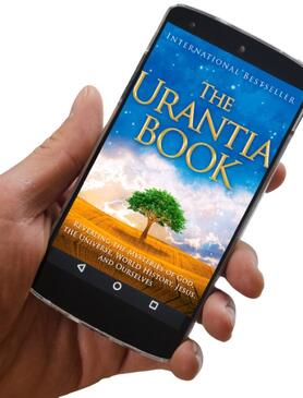 The Urantia Book shown on the screen of a smartphone