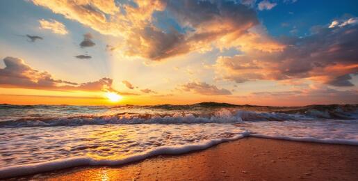 Beautiful cloudscape over the sea, sunrise shot