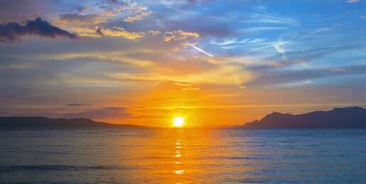 Golden sunset over the Adriatic Riviera  in Makarska, Croatia